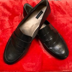 Black slip on loafers